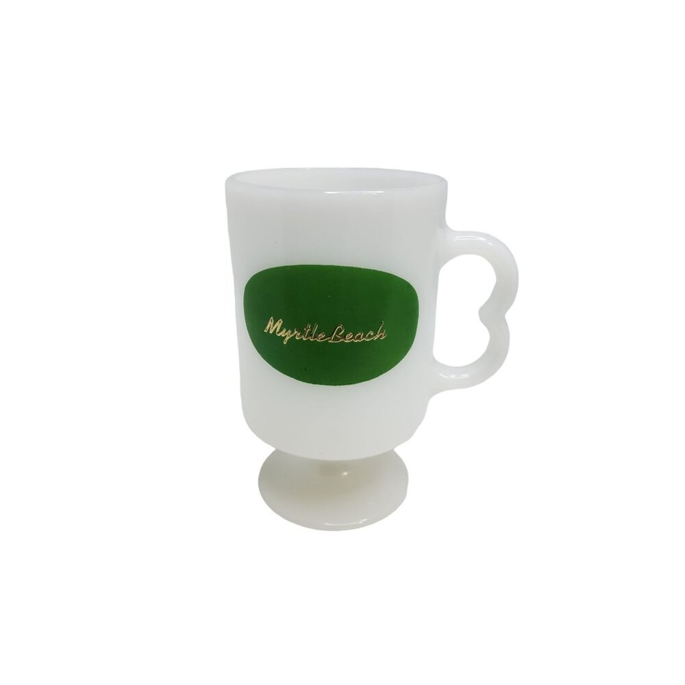 vintage milk glass myrtle beach footed coffee mug